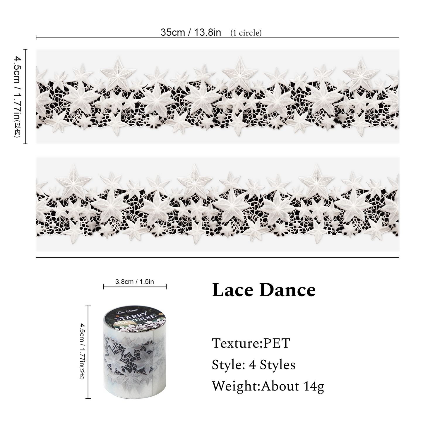 Lace Dance Series Journal Tape, Scrapbooking Tape Stickers, Collage PET Tape Stickers