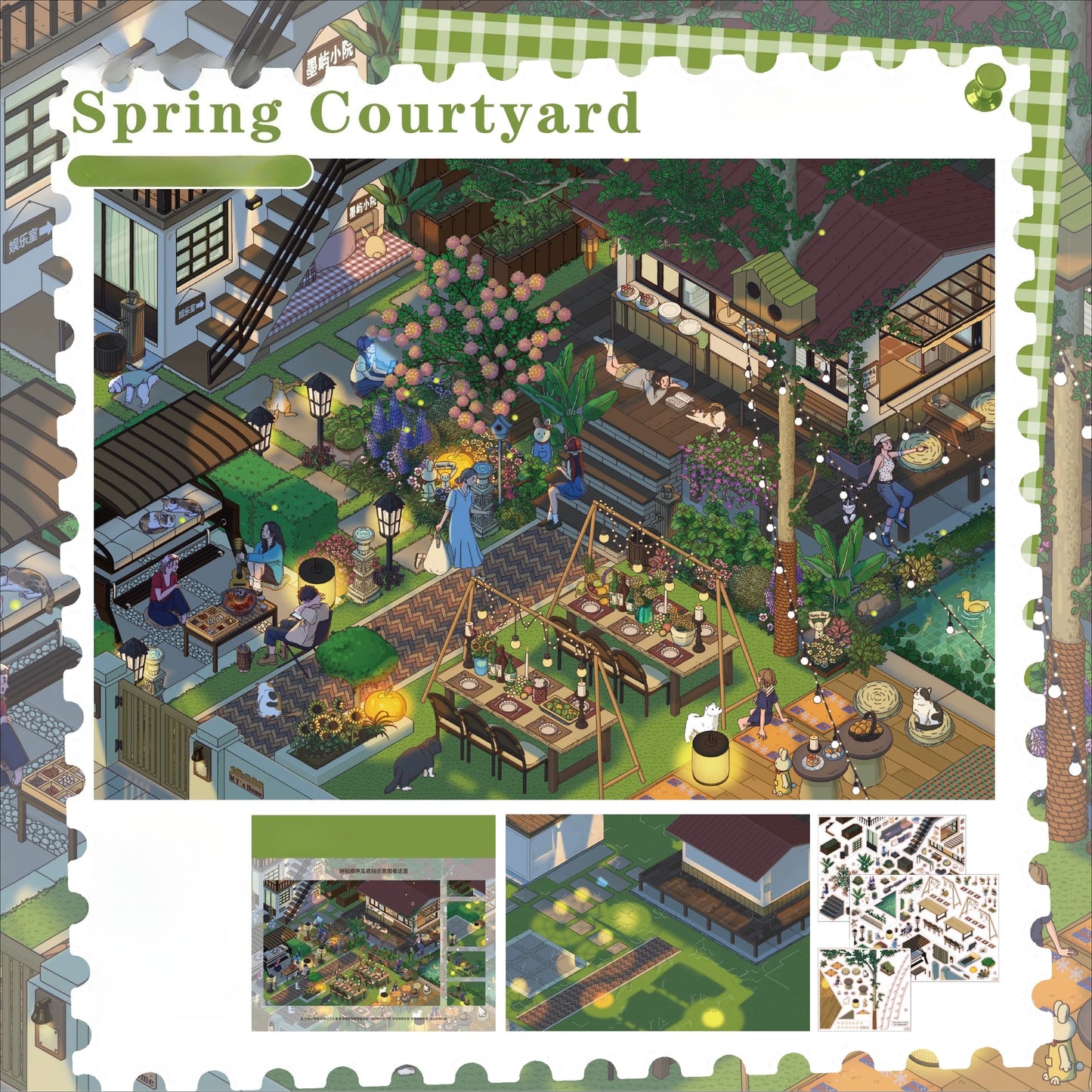 Stories Under The Eaves | Snowy Hot Spring Retreat | Big Size | Scene Garden 26.0 Series | Sticker Scene, 3D Miniature Scene Stickers, Stress-Relief DIY Stickers, Scene-Setting Stickers, DIY Stickers