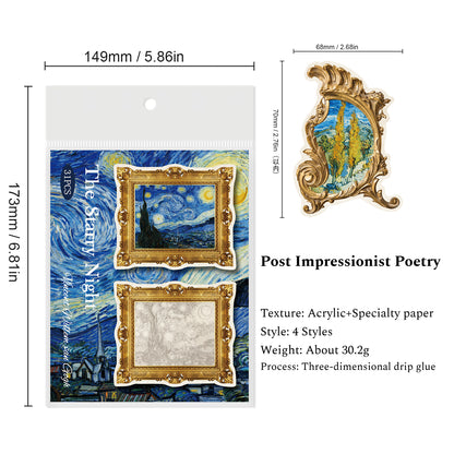 Post Impressionist Poetry Series Journal Paper & Magnet Sticker, Scrapbooking Decor Paper, Magnet Sticker, Craft Supply