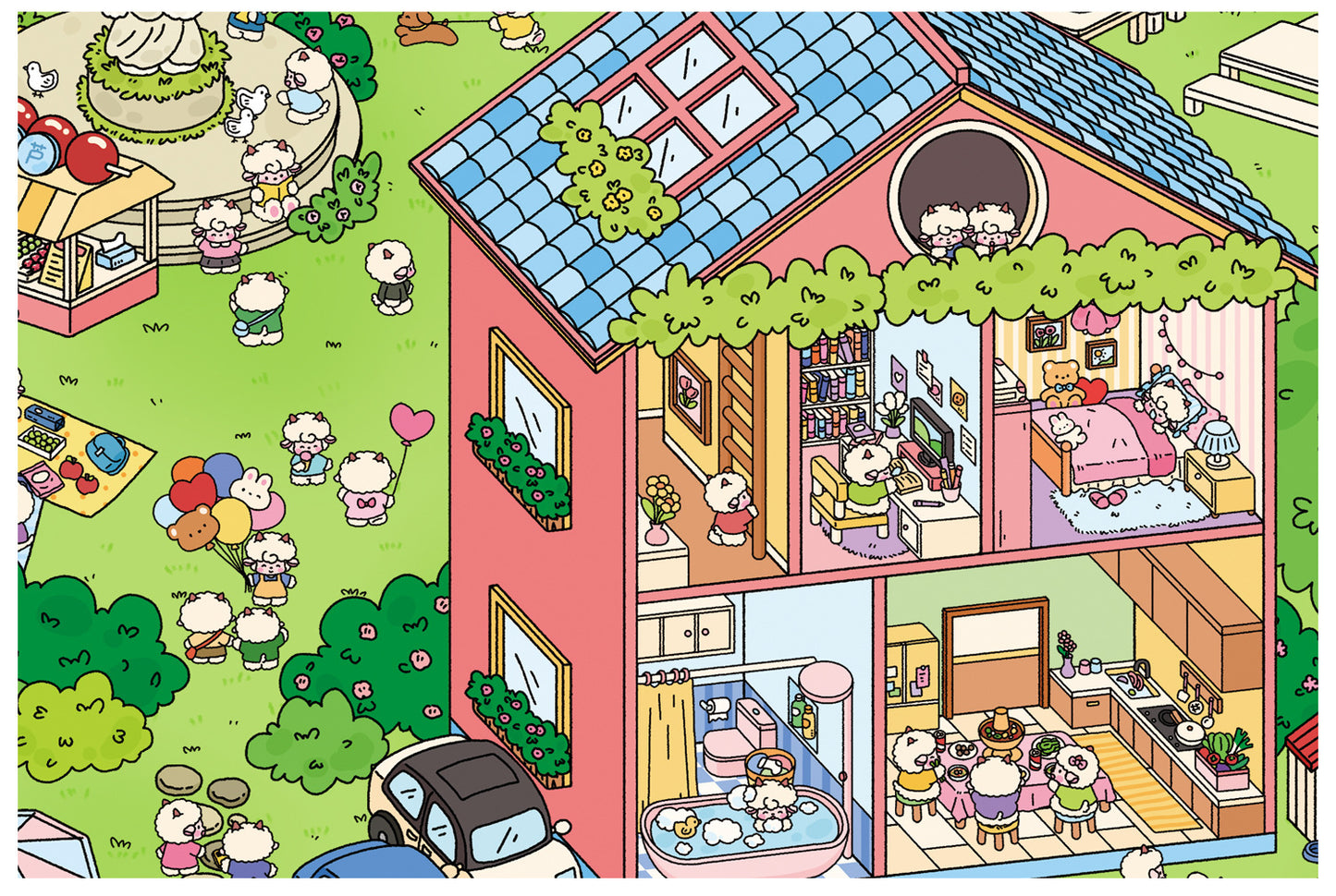 Summer Park | Pocket Scene Series 7.0 | Sticker Scene, 3D Miniature Scene Stickers, Stress-Relief DIY Stickers, Scene-Setting Stickers, DIY Stickers