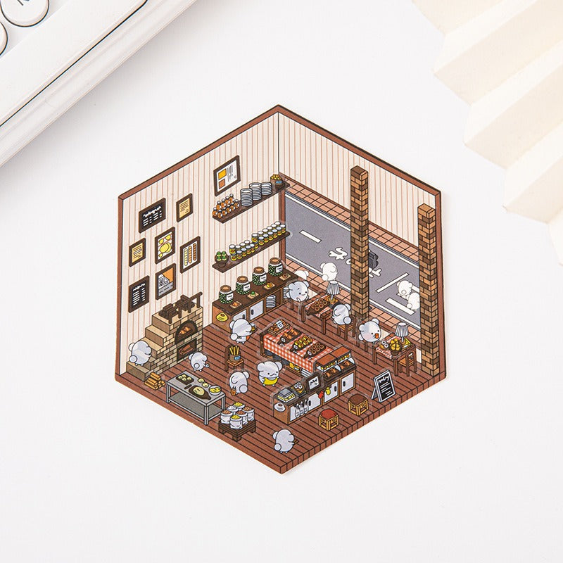 Miniature Scene Pre-cut Journal Stickers for Scene-Setting, 3D Layered Pop-up House Journal Stickers