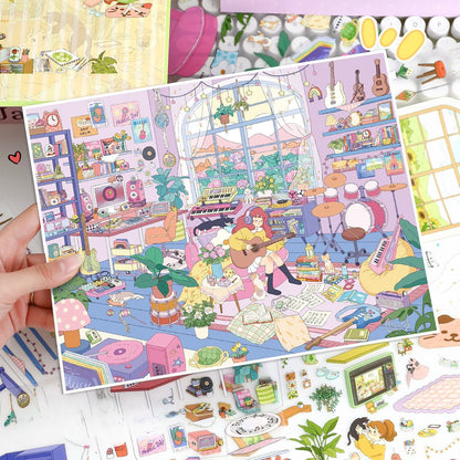Big Size | Music Studio | Scene Art 20.0 Series | Sticker Scene, 3D Miniature Scene Stickers, Stress-Relief DIY Stickers, Scene-Setting Stickers