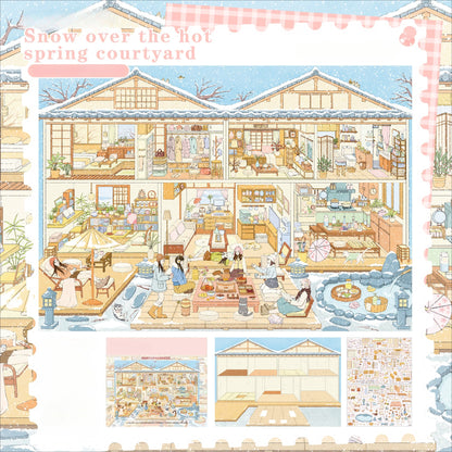 Stories Under The Eaves | Snowy Hot Spring Retreat | Big Size | Scene Garden 26.0 Series | Sticker Scene, 3D Miniature Scene Stickers, Stress-Relief DIY Stickers, Scene-Setting Stickers, DIY Stickers