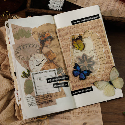 Past Thoughts Series Vintage Journal Paper Pack, 40pcs, Scrapbook Paper Pack, DIY Papercraft Material Pack