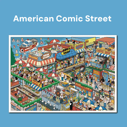 Amerykański styl komiksowy | Duży rozmiar | Magiczna Scena 11.0 Seria | Naklejki Sceniczne, 3D Miniaturowe Naklejki Sceniczne, Naklejki DIY ulatniające stres, Naklejki Ustawiające Scenę