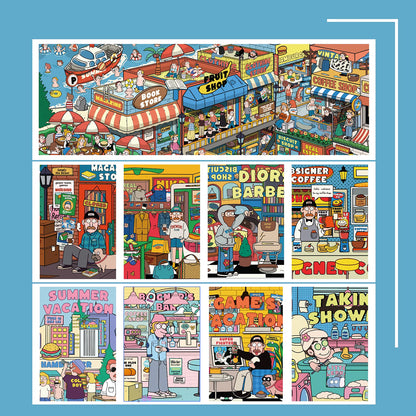 Amerykański styl komiksowy | Duży rozmiar | Magiczna Scena 11.0 Seria | Naklejki Sceniczne, 3D Miniaturowe Naklejki Sceniczne, Naklejki DIY ulatniające stres, Naklejki Ustawiające Scenę