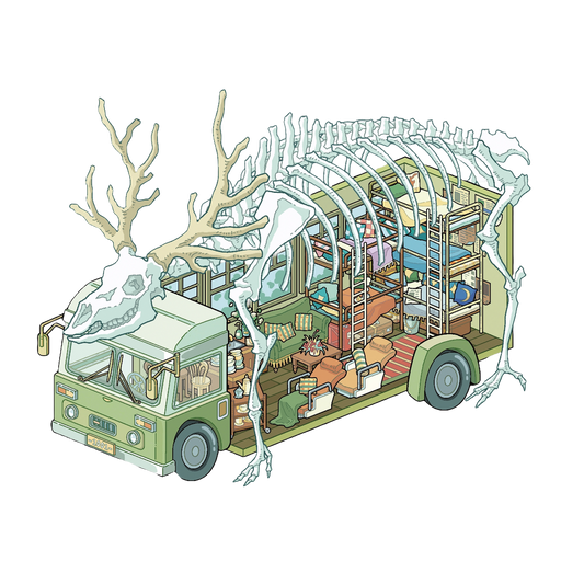 Ancient Skeleton Bus Theme | Pocket Scene Series 21.0 | Sticker Scene, 3D Miniature Scene Stickers, Stress-Relief DIY Stickers, Scene-Setting Stickers, DIY Stickers