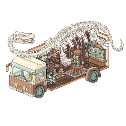 고대 해골 버스 테마 | 포켓 씬 시리즈 21.0 | 스티커 씬, 3D 미니어처 씬 스티커, 스트레스 해소 DIY 스티커, 씬 설정 스티커, DIY 스티커