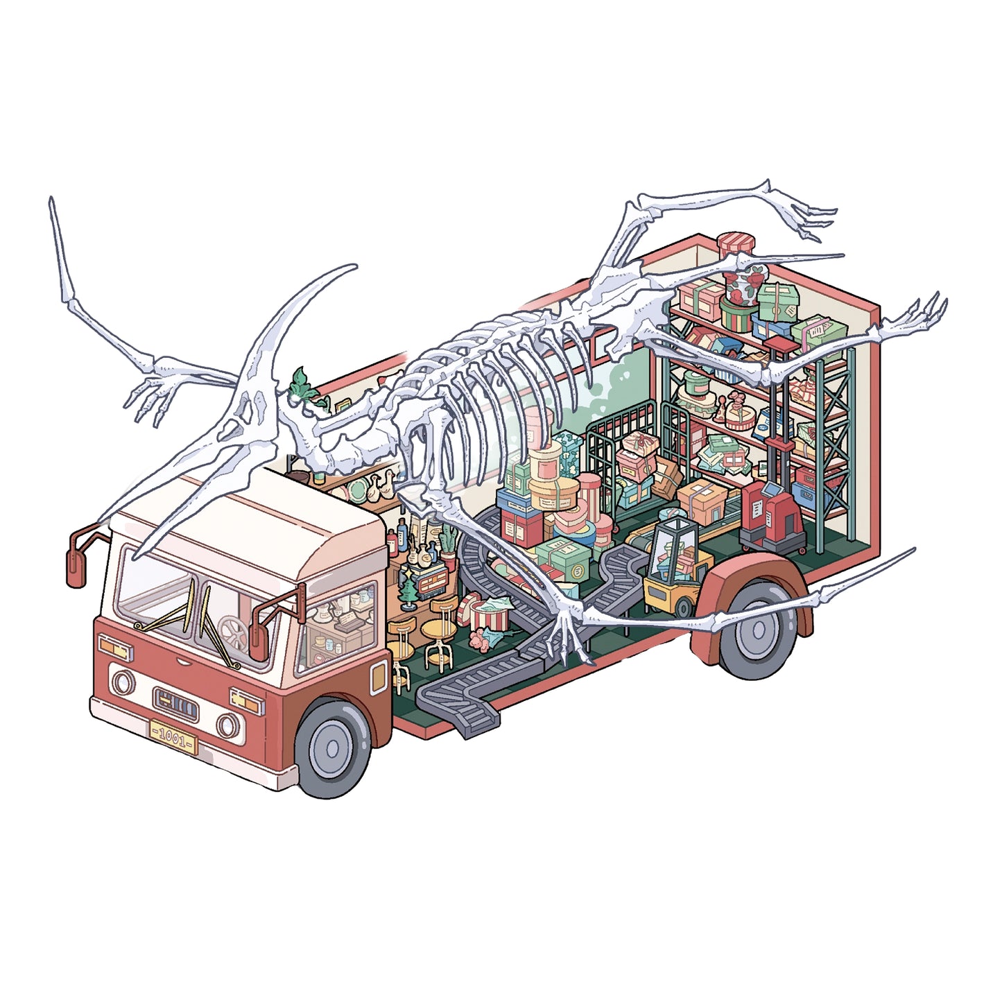 고대 해골 버스 테마 | 포켓 씬 시리즈 21.0 | 스티커 씬, 3D 미니어처 씬 스티커, 스트레스 해소 DIY 스티커, 씬 설정 스티커, DIY 스티커