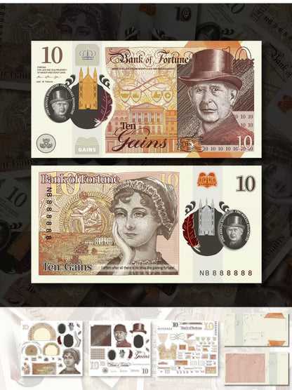 Banknote | US Dollar | British Pound | South Korean Won | Sticker Scene, Miniature Scene Stickers, Stress-Relief DIY Stickers, Scene-Setting Stickers