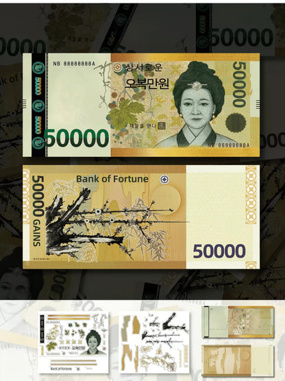 Banknote | US Dollar | British Pound | South Korean Won | Sticker Scene, Miniature Scene Stickers, Stress-Relief DIY Stickers, Scene-Setting Stickers