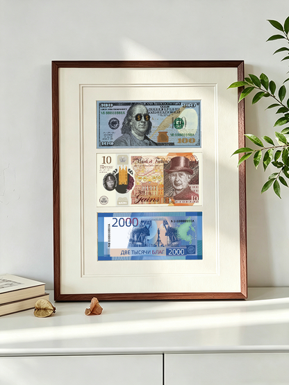 Banknote | US Dollar | British Pound | South Korean Won | Sticker Scene, Miniature Scene Stickers, Stress-Relief DIY Stickers, Scene-Setting Stickers