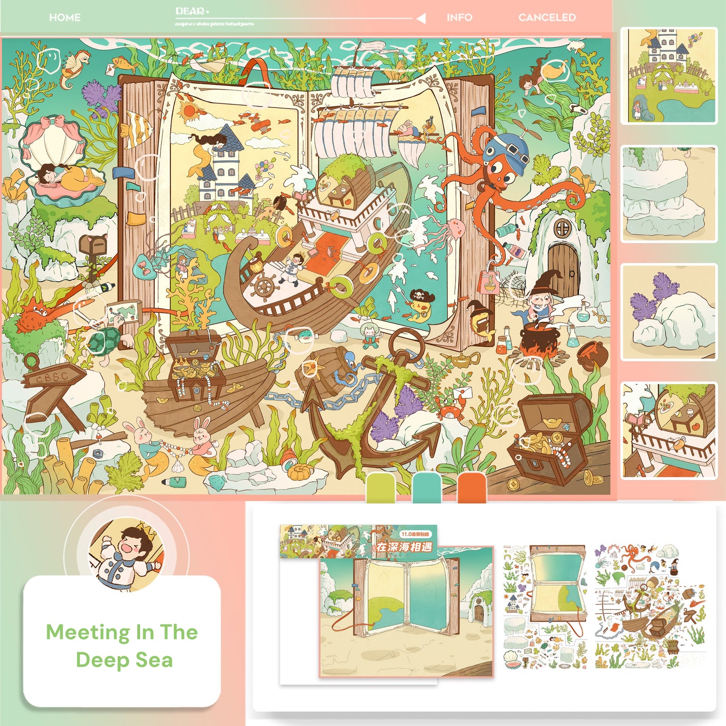 Duży rozmiar | Motyw baśniowy | Świat Scen 17.0 Seria | DIY Naklejki Sceniczne, 3D Miniatury Sceniczne Naklejki, Naklejki DIY na odprężenie, Naklejki do Tworzenia Sceny, Naklejki DIY