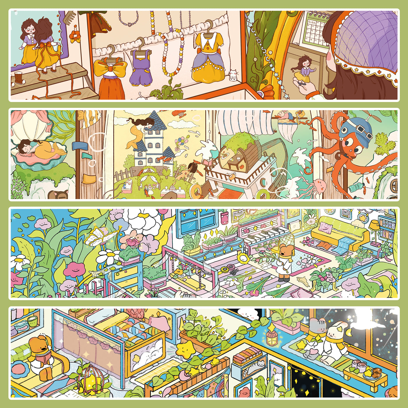 Duży rozmiar | Motyw baśniowy | Świat Scen 17.0 Seria | DIY Naklejki Sceniczne, 3D Miniatury Sceniczne Naklejki, Naklejki DIY na odprężenie, Naklejki do Tworzenia Sceny, Naklejki DIY