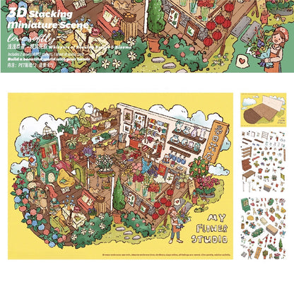 Big Size | Love Softly | Scene Art 25.0 Series | Sticker Scene, 3D Miniature Scene Stickers, Stress-Relief DIY Stickers, Scene-Setting Stickers