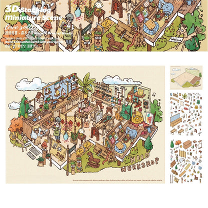 Big Size | Love Softly | Scene Art 25.0 Series | Sticker Scene, 3D Miniature Scene Stickers, Stress-Relief DIY Stickers, Scene-Setting Stickers