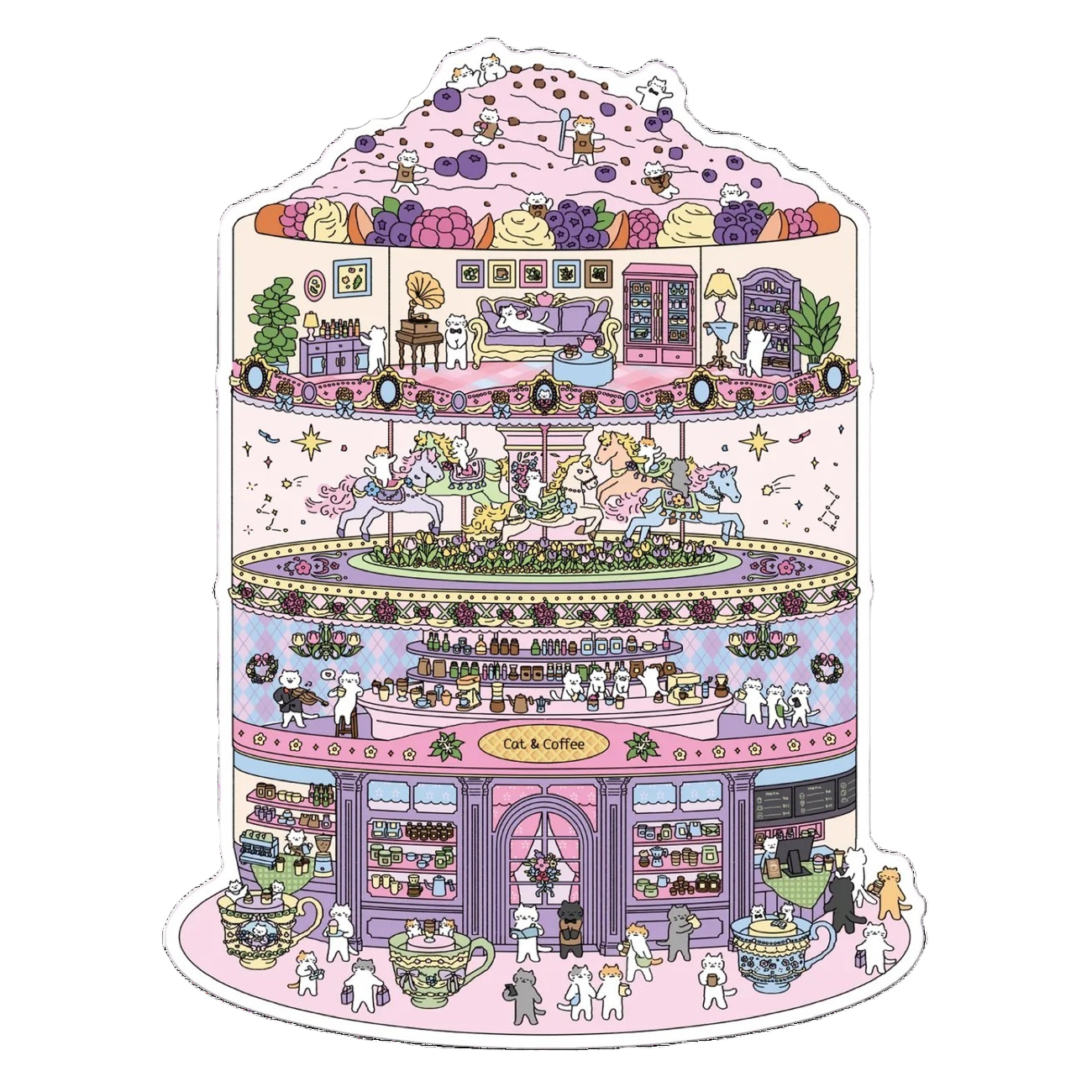 Big Size | Meow Meow 5.0 Series | Cat Sticker Scene, 3D Miniature Scene Stickers, stress-relief DIY stickers, Scene-setting Stickers