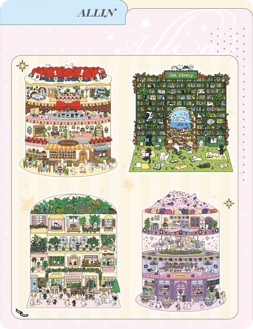 Big Size | Meow Meow 5.0 Series | Cat Sticker Scene, 3D Miniature Scene Stickers, stress-relief DIY stickers, Scene-setting Stickers
