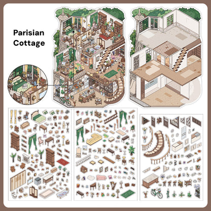 Büyük Boy | My Little House 11.0 | Çıkarika Sahnesi, 3D Miniatür Sahne Çıkartmaları, Stres Azaltıcı DIY Çıkartmalar, Sahne Kurma Çıkartmaları, DIY Çıkartmalar