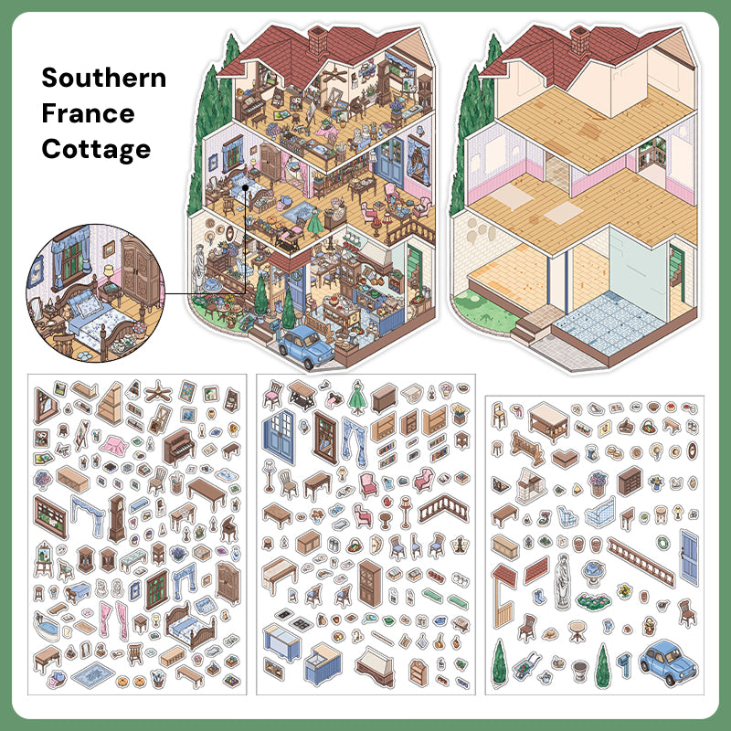 Büyük Boy | My Little House 11.0 | Çıkarika Sahnesi, 3D Miniatür Sahne Çıkartmaları, Stres Azaltıcı DIY Çıkartmalar, Sahne Kurma Çıkartmaları, DIY Çıkartmalar