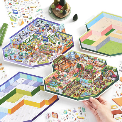 ビッグサイズ | オープントゥデイシリーズ22.0 | ステッカーシーン、3Dミニチュアシーンステッカー、ストレス解消DIYステッカー、シーン設定ステッカー、DIYステッカー