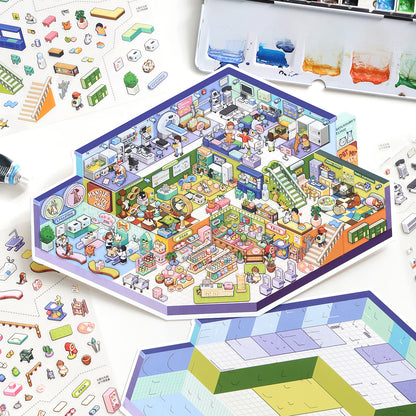 ビッグサイズ | オープントゥデイシリーズ22.0 | ステッカーシーン、3Dミニチュアシーンステッカー、ストレス解消DIYステッカー、シーン設定ステッカー、DIYステッカー