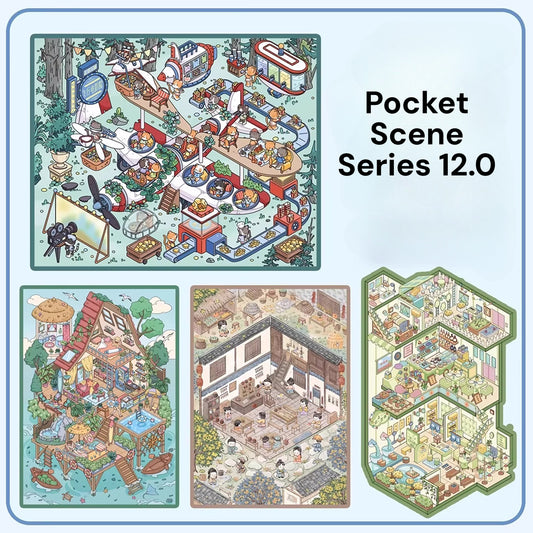 Duży rozmiar, seria Pocket Scene 12.0 | Naklejki sceniczne, 3D naklejki z miniaturami scen, naklejki relaksacyjne DIY, naklejki do tworzenia scen, naklejki DIY