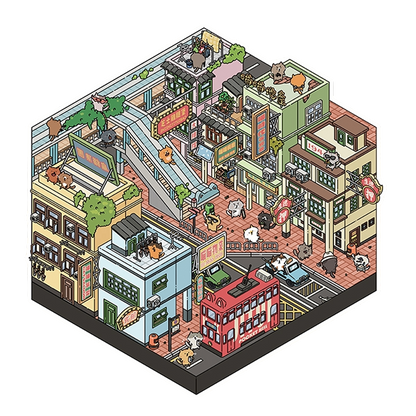 Große Größe | Meow Meow 4.0 Serie | Katzensticker Szene, 3D Miniatur-Szenen-Sticker, Stressabbau DIY Sticker, Szenen-gestaltende Sticker