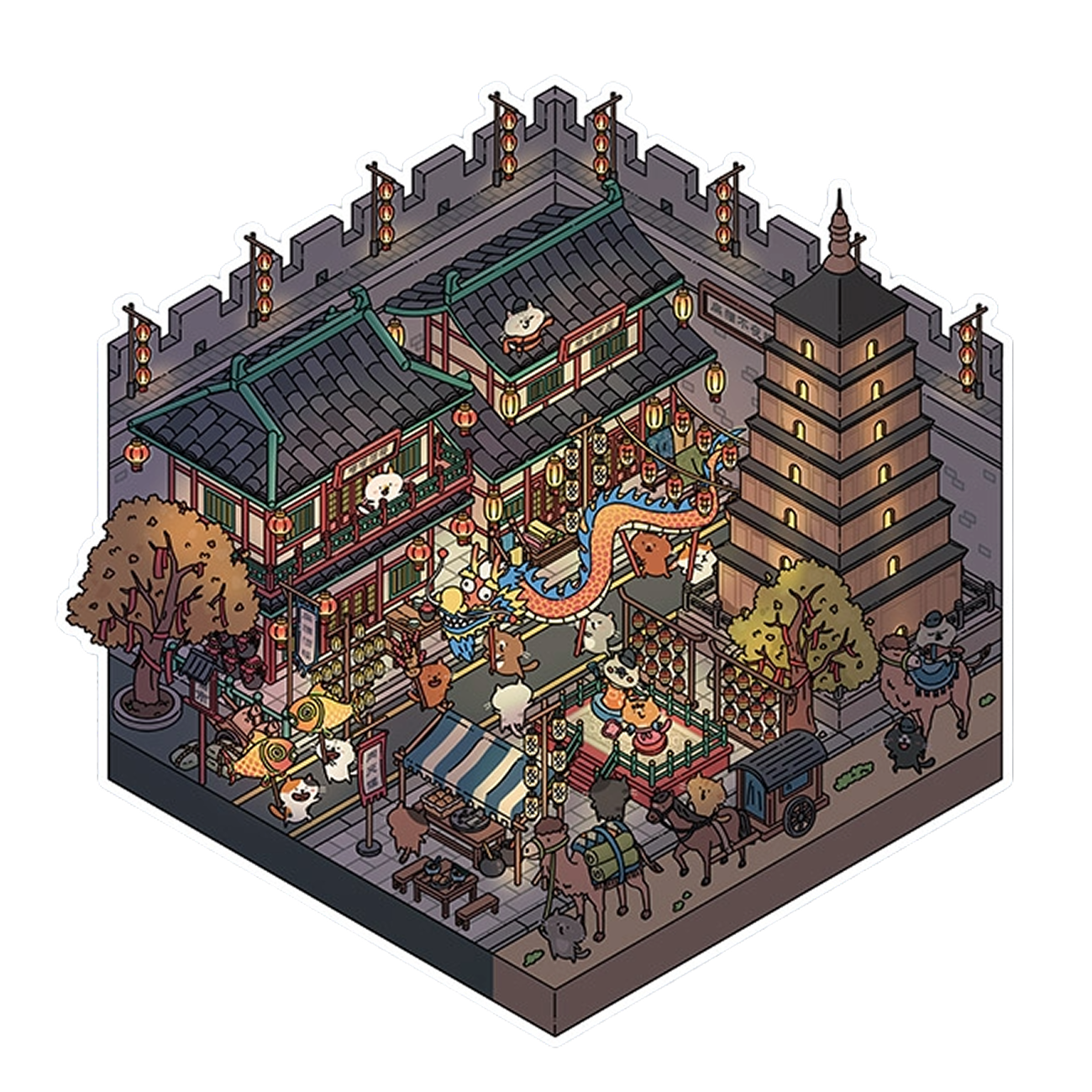 Große Größe | Meow Meow 4.0 Serie | Katzensticker Szene, 3D Miniatur-Szenen-Sticker, Stressabbau DIY Sticker, Szenen-gestaltende Sticker