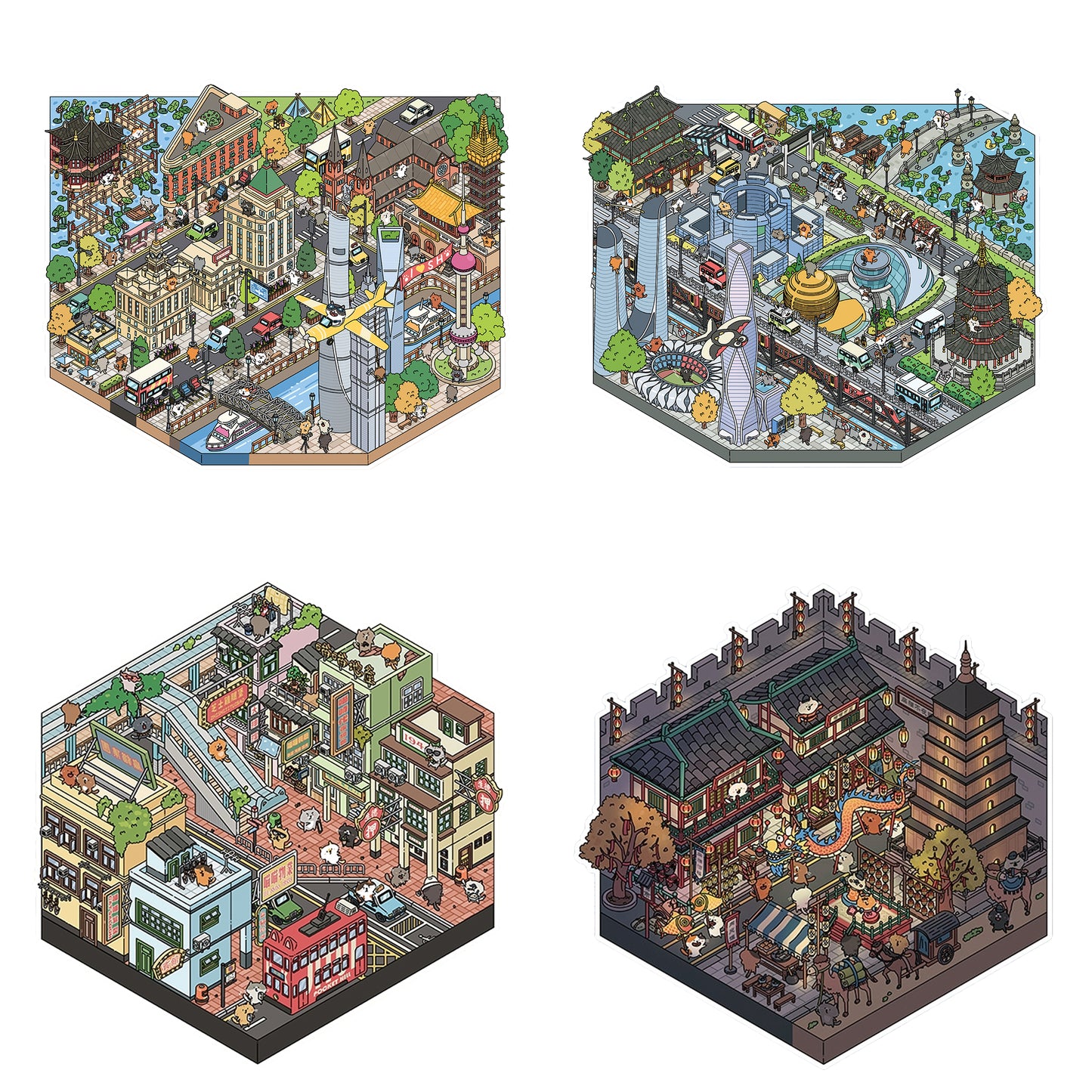 Große Größe | Meow Meow 4.0 Serie | Katzensticker Szene, 3D Miniatur-Szenen-Sticker, Stressabbau DIY Sticker, Szenen-gestaltende Sticker