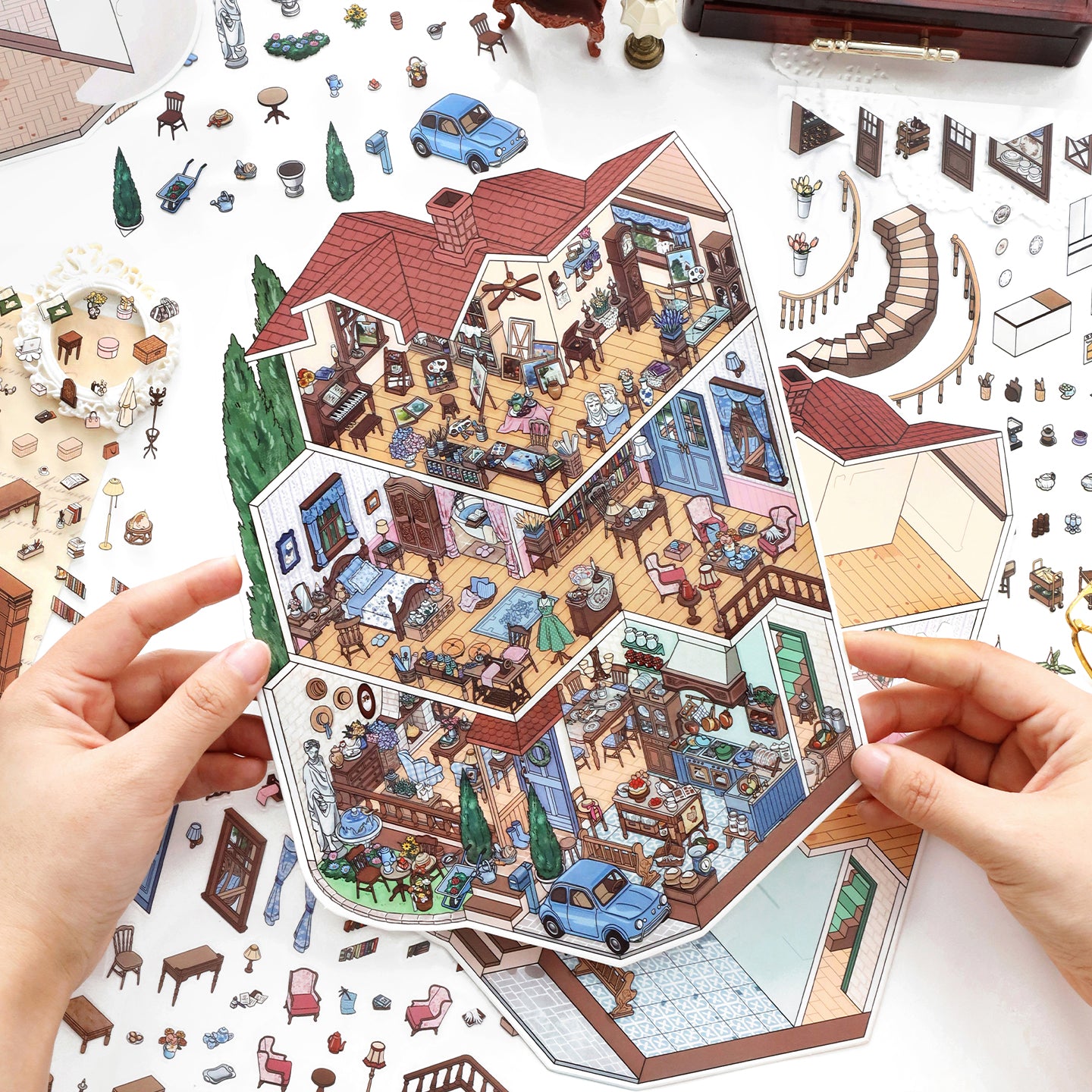 Büyük Boy | My Little House 11.0 | Çıkarika Sahnesi, 3D Miniatür Sahne Çıkartmaları, Stres Azaltıcı DIY Çıkartmalar, Sahne Kurma Çıkartmaları, DIY Çıkartmalar