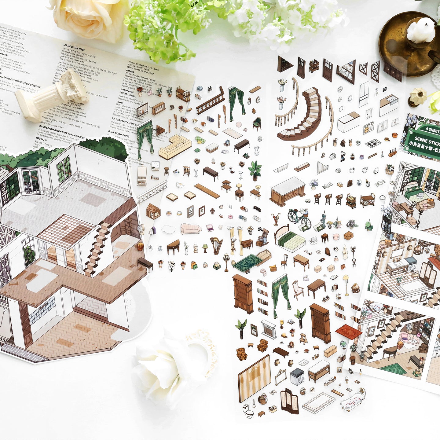 Büyük Boy | My Little House 11.0 | Çıkarika Sahnesi, 3D Miniatür Sahne Çıkartmaları, Stres Azaltıcı DIY Çıkartmalar, Sahne Kurma Çıkartmaları, DIY Çıkartmalar