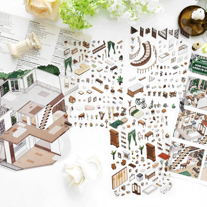 Büyük Boy | My Little House 11.0 | Çıkarika Sahnesi, 3D Miniatür Sahne Çıkartmaları, Stres Azaltıcı DIY Çıkartmalar, Sahne Kurma Çıkartmaları, DIY Çıkartmalar