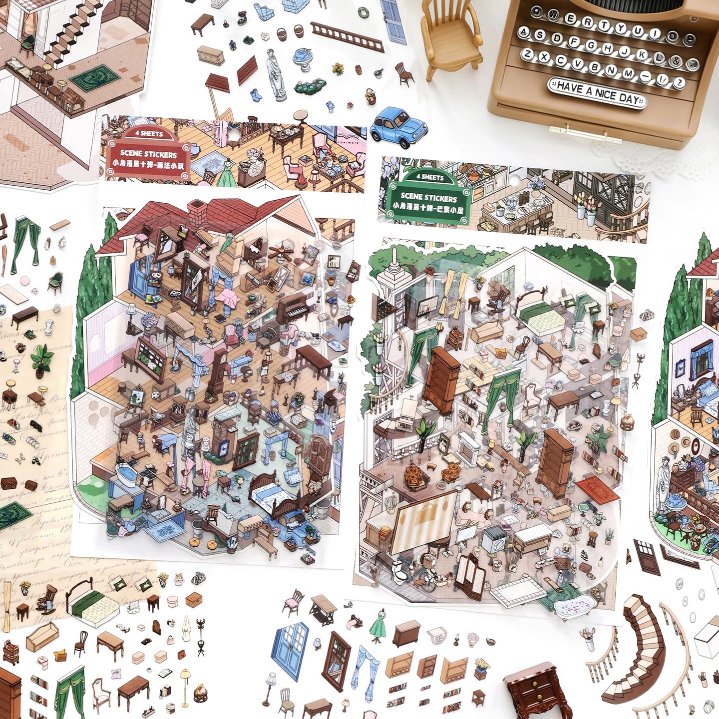 Büyük Boy | My Little House 11.0 | Çıkarika Sahnesi, 3D Miniatür Sahne Çıkartmaları, Stres Azaltıcı DIY Çıkartmalar, Sahne Kurma Çıkartmaları, DIY Çıkartmalar