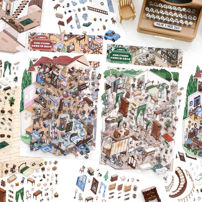 Büyük Boy | My Little House 11.0 | Çıkarika Sahnesi, 3D Miniatür Sahne Çıkartmaları, Stres Azaltıcı DIY Çıkartmalar, Sahne Kurma Çıkartmaları, DIY Çıkartmalar