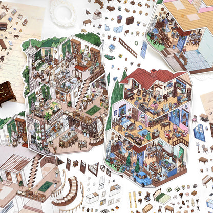 Büyük Boy | My Little House 11.0 | Çıkarika Sahnesi, 3D Miniatür Sahne Çıkartmaları, Stres Azaltıcı DIY Çıkartmalar, Sahne Kurma Çıkartmaları, DIY Çıkartmalar