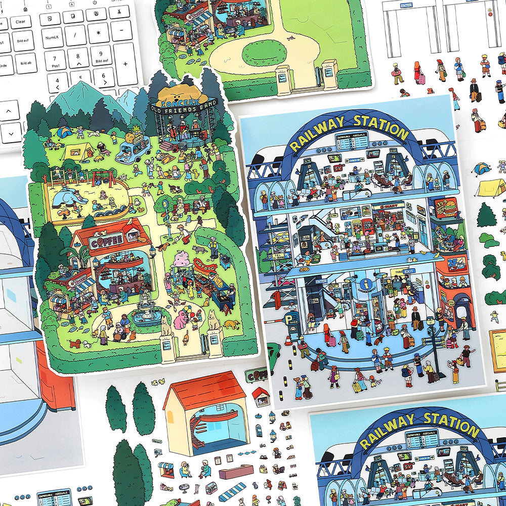 Big Size | Open Today Series 19.0 | Sticker Scene, 3D Miniature Scene Stickers, Stress-Relief DIY Stickers, Scene-Setting Stickers, DIY Stickers