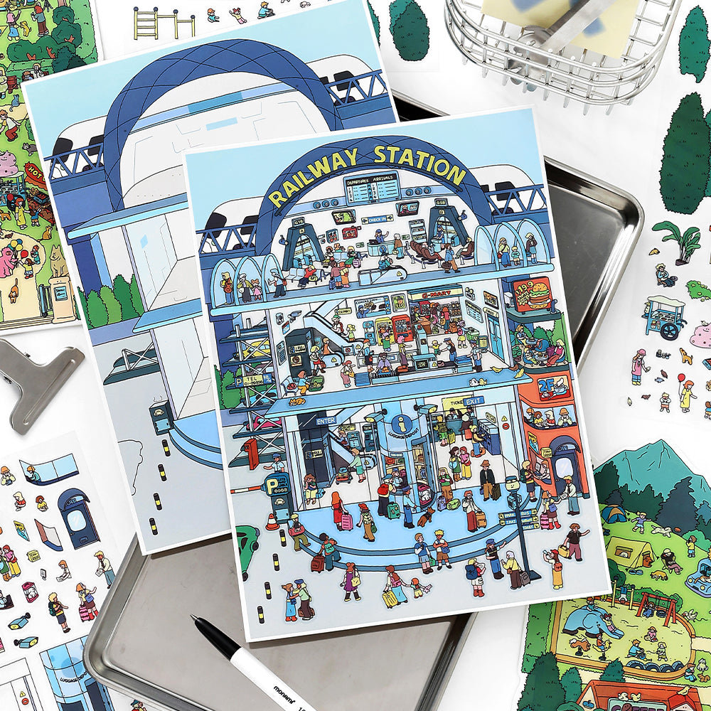 Big Size | Open Today Series 19.0 | Sticker Scene, 3D Miniature Scene Stickers, Stress-Relief DIY Stickers, Scene-Setting Stickers, DIY Stickers