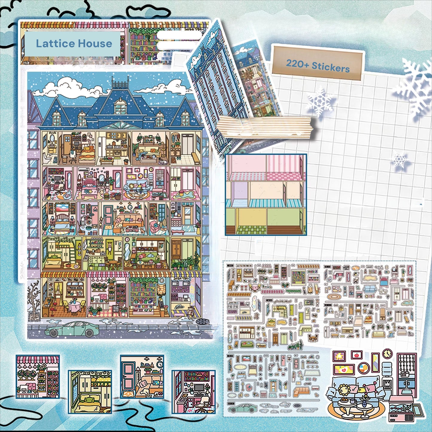 Duży Rozmiar | Seria Scen Joy 15.0 | Naklejki Sceniczne, Naklejki 3D Miniatury Scen, Naklejki DIY do Zmniejszania Stresu, Naklejki Scenograficzne, Naklejki DIY