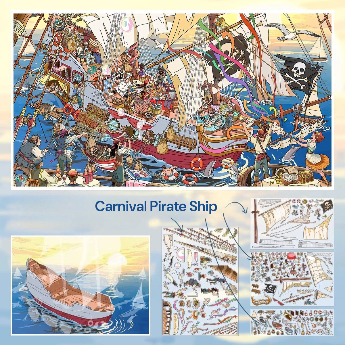 Carnival Pirate Ship | Scene Magic 15.0 Series | Sticker Scene, 3D Miniature Scene Stickers, stress-relief DIY stickers, Scene-setting Stickers