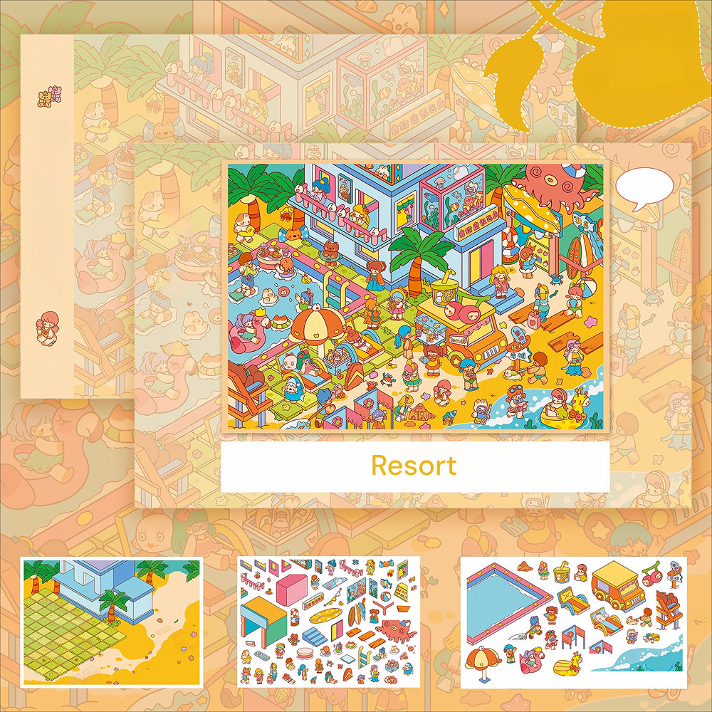 Thème Chat, Série de Scènes de Poche 13.0 | Autocollants de Scène, Autocollants de Scène Miniatures 3D, Autocollants DIY pour Soulager le Stress, Autocollants pour Créer une Scène, Autocollants DIY