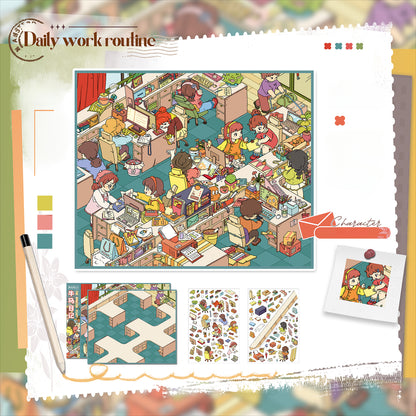 City Life | Big Size | Pocket Scene Series 8.0 | Sticker Scene, 3D Miniature Scene Stickers, Stress-Relief DIY Stickers, Scene-Setting Stickers, DIY Stickers