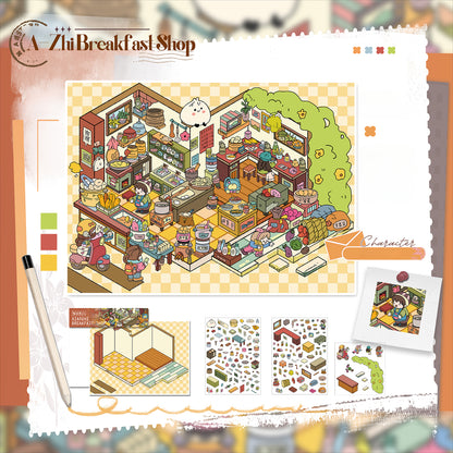 City Life | Big Size | Pocket Scene Series 8.0 | Sticker Scene, 3D Miniature Scene Stickers, Stress-Relief DIY Stickers, Scene-Setting Stickers, DIY Stickers