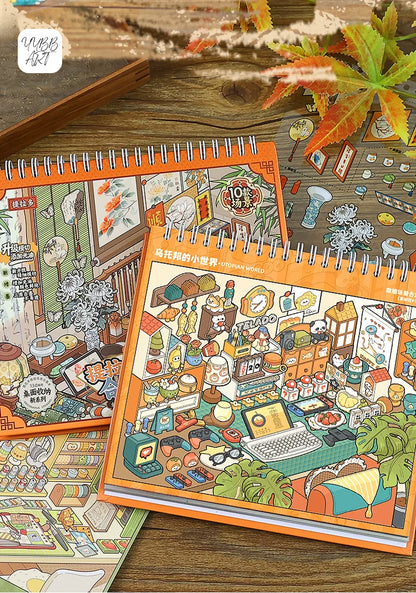 Desktop Organizer Vol. 1 | Ultra Rich Desktop | Landscape Collection 11.0 Series | Sticker Book, Sticker Scene, 3D Miniature Scene Stickers, Stress-Relief DIY Stickers, Scene-Setting Stickers, DIY Stickers Book