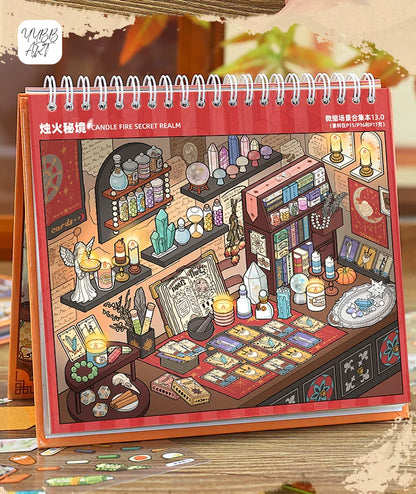 Desktop Organizer Vol. 1 | Ultra Rich Desktop | Landscape Collection 11.0 Series | Sticker Book, Sticker Scene, 3D Miniature Scene Stickers, Stress-Relief DIY Stickers, Scene-Setting Stickers, DIY Stickers Book