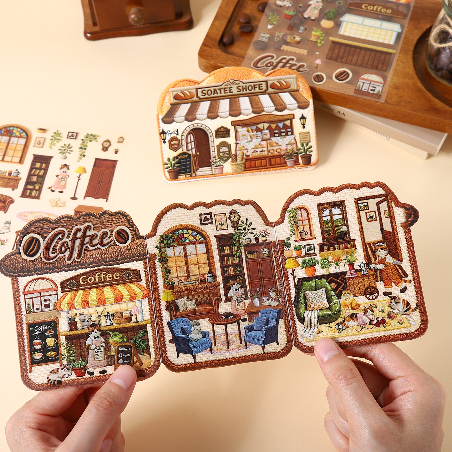 Embroidery Theme Vol. 2 | Scene Garden 25.0 Series | Sticker Scene, 3D Miniature Scene Stickers, Stress-Relief DIY Stickers, Scene-Setting Stickers, DIY Stickers