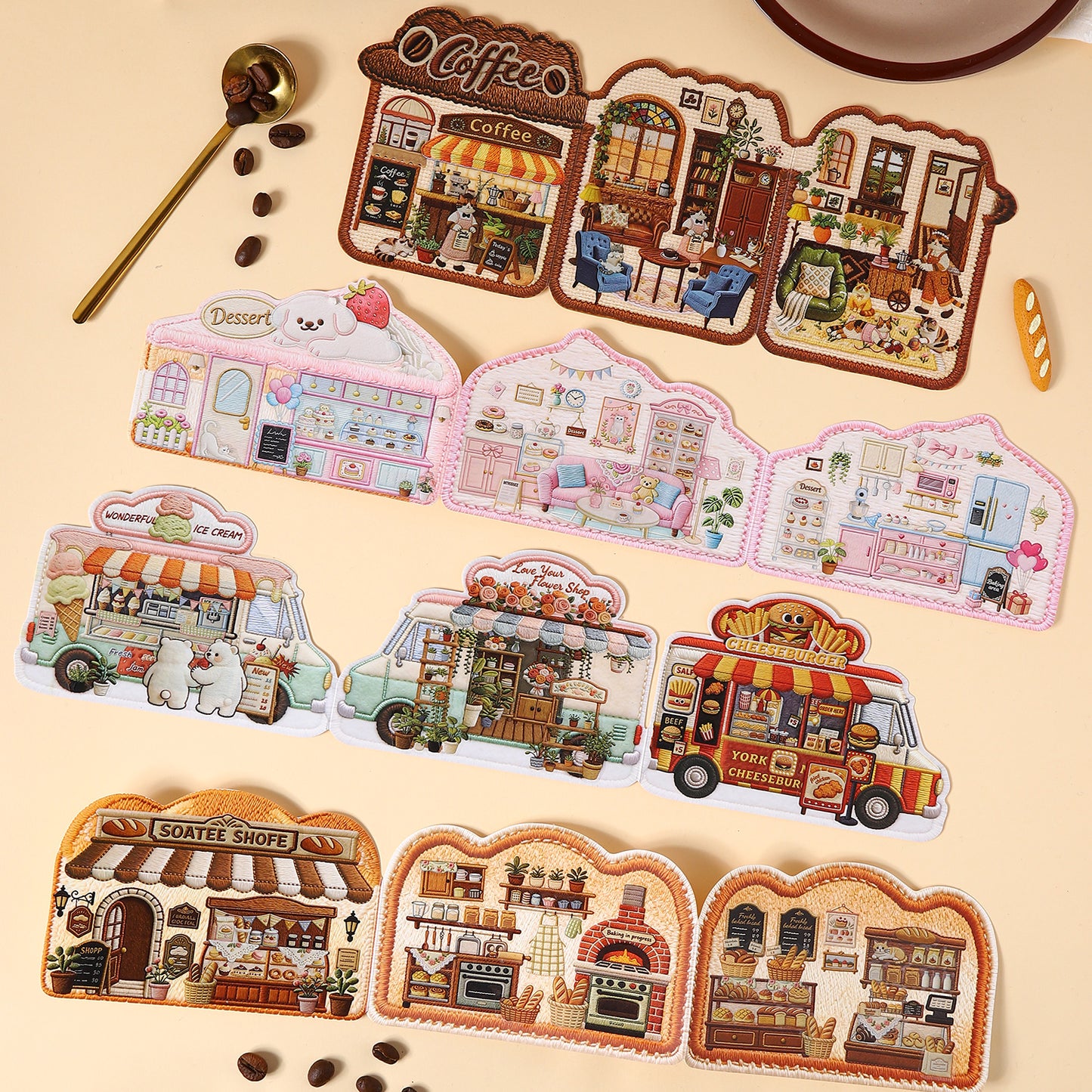 Embroidery Theme Vol. 2 | Scene Garden 25.0 Series | Sticker Scene, 3D Miniature Scene Stickers, Stress-Relief DIY Stickers, Scene-Setting Stickers, DIY Stickers