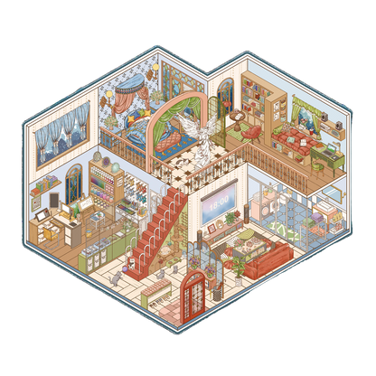FOURFOLD HAVEN | Série Scene World 19.0 | Adesivos para Cena, Adesivos em Miniatura 3D, Adesivos de Alívio de Estresse, Adesivos de Cenário, Adesivos DIY