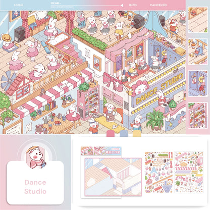 Duży Rozmiar | Motyw Bajkowy | Motyw Królików | Świat Scen 16.0 Seria | DIY Scena Naklejek, 3D Miniatury Scen, Naklejki DIY do Relaksu, Naklejki Ustawiające Scenę, Naklejki DIY