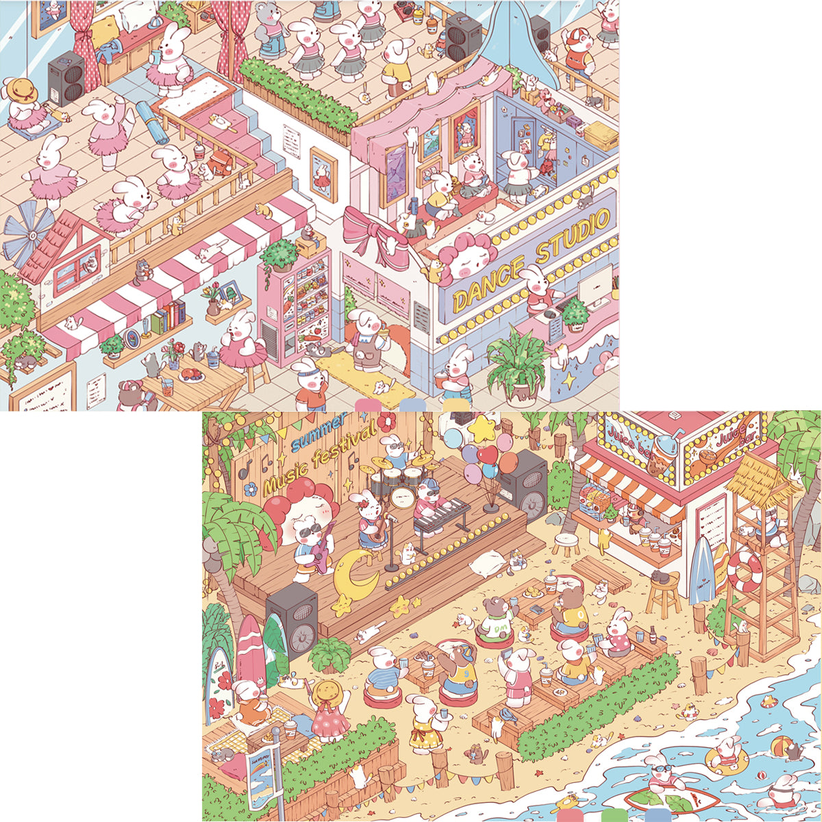 Duży Rozmiar | Motyw Bajkowy | Motyw Królików | Świat Scen 16.0 Seria | DIY Scena Naklejek, 3D Miniatury Scen, Naklejki DIY do Relaksu, Naklejki Ustawiające Scenę, Naklejki DIY